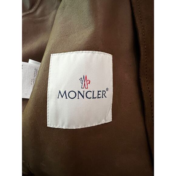 $3660 Moncler Courry Suede 2-Pocket Biker Jacket Brown Men Size 2 - NEW - Picture 8 of 16